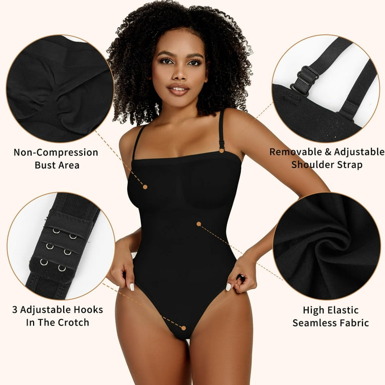 MANIFIQUE 3 Piece Strapless Bodysuit Shapewear for Women Tummy Control Body  Shaper Under Dress Seamless Lingerie with Removable Straps 
