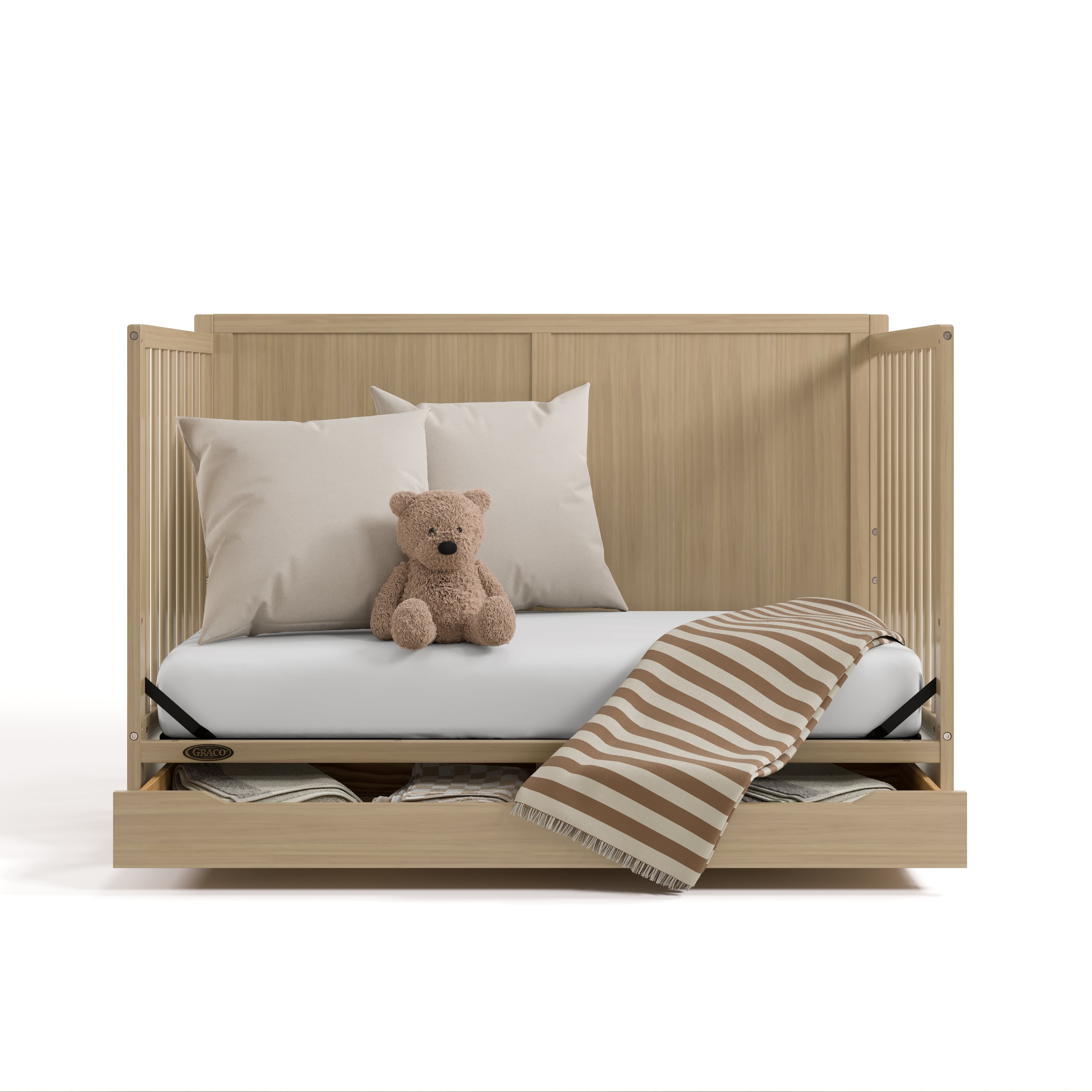 Graco Melrose 5-in-1 Convertible Baby Crib with Drawer, Driftwood