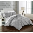thumbnail image 2 of Chic Home Daya 4 Piece Duvet Cover Set Ruffled Pinch Pleat Design Embellished Zipper Closure Bedding, Queen, Silver, 2 of 5