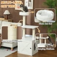 thumbnail image 5 of PawHut Cat Tree with Litter Box Enclosure for Indoor Cats with Scratching Posts, Bed, Climbing Platforms, Modern Style Pet Furniture, White, 5 of 9