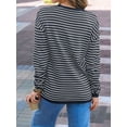 thumbnail image 2 of Womens Striped Soft Knit Pullover Sweater Loose Fit Shirts with Chest Pocket  L, 2 of 3