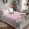 thumbnail image 3 of Pink Christmas Flannel Blanket for Bed,Travel and Camping, Dwarf Present Xmas Ball Snowflake Winter Super Soft Cozy Blanket for All Seasons 40"x60", 3 of 9