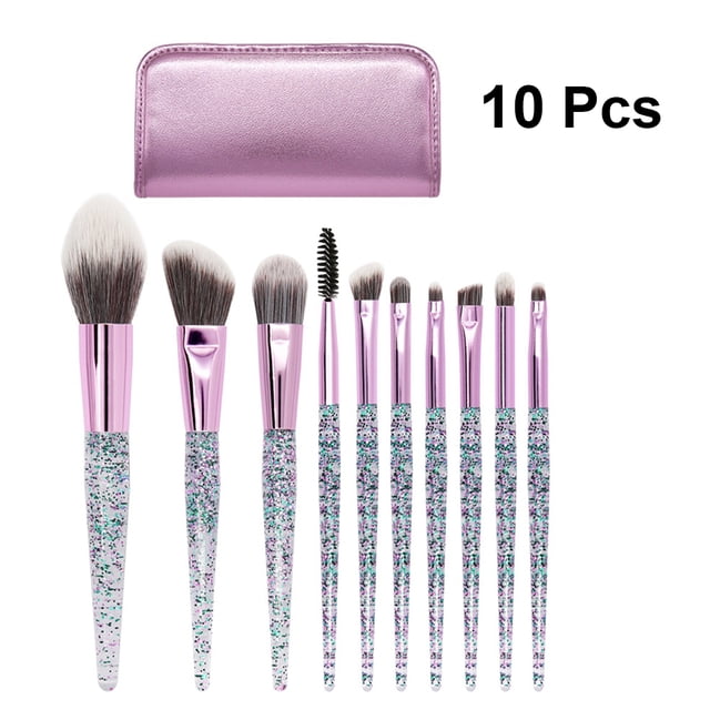 makeup brush set 10pcs Unique Handle Makeup Brushes Multi-function Cosmetic Brush Kit Artificial Fiber Brush Set with PU Bag