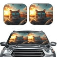 thumbnail image 2 of Cauagu Cool Cat Driving Sunset Cauagu {designName} Print Foldable Car Windshield Sun Shade | Front Windshield Shade for Sun | Fits Small Sedans, Mini SUVs, Hatchbacks-Small, 2 of 6