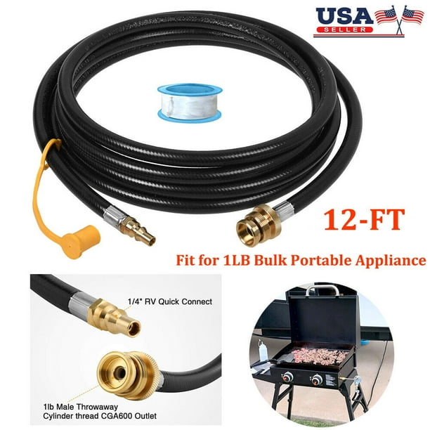 12FT 1/4" Quick Connect Propane Hose Converter Replacement for RV to