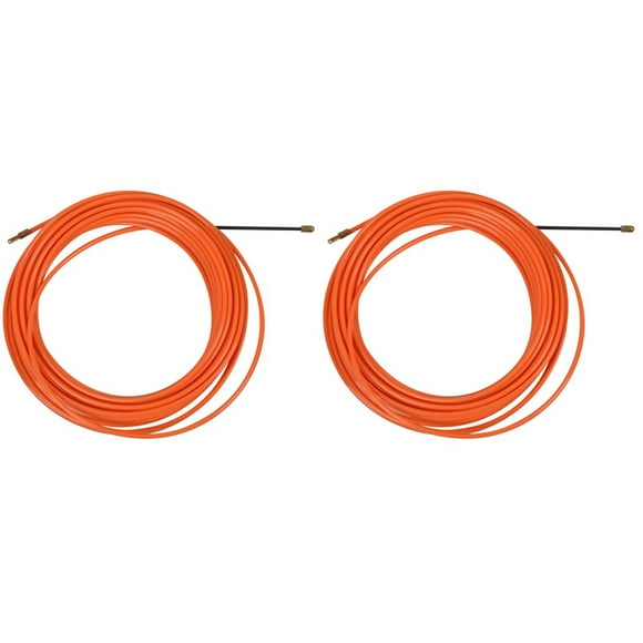 2 Pcs 4mm 15 Meter Orange Guide Device Nylon Electric Cable Push Pullers Duct Snake Rodder Fish Tape Wire