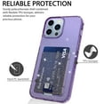 thumbnail image 6 of for iPhone 14 Pro Max Glitter Case, Clear Hard PC Card Slot Bling Slim Thin Anti-scratch Lightweight Drop-Protective Soft TPU Bumper Phone Case Cover for iPhone 14 Pro Max, Purple, 6 of 9