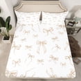 thumbnail image 2 of Homewish Princess Bow-tie Kids Queen Sheet Sets, Kawaii Beige Ribbon Flat Sheet, Fairy Tale Theme Queen Fitted Sheet, Luxury Bedroom Decor, 4pcs, 2 of 7