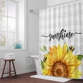 thumbnail image 5 of Sunflower Bees Fabric Shower Curtain Grey Buffalo Check Plaid Washable Shower Curtains for Bathroom, Waterproof Bath Curtain with Hooks Home Decor 72x72in, 5 of 8