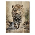 thumbnail image 3 of Designart "Leopard gracefulness In Africa" Animals Print on Natural Pine Wood, 3 of 5