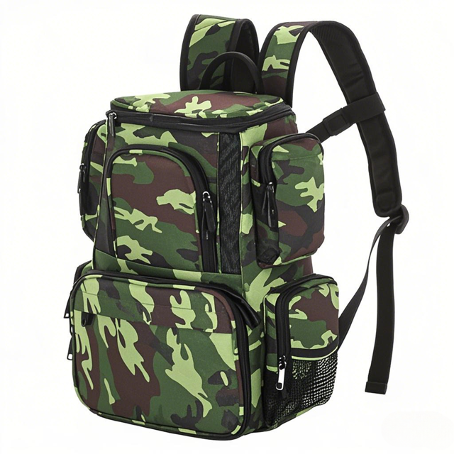 Sac à Dos de Pêche en Polyester Imperméable avec Multiples Compartiments pour Organiser Leurres et Fournitures, Conception Anti-Rayures, Format 32x16x38 cm, Plateau Non Inclus, Sac d'Équipement de Pêche Léger 2,1-3,3 Lb pour