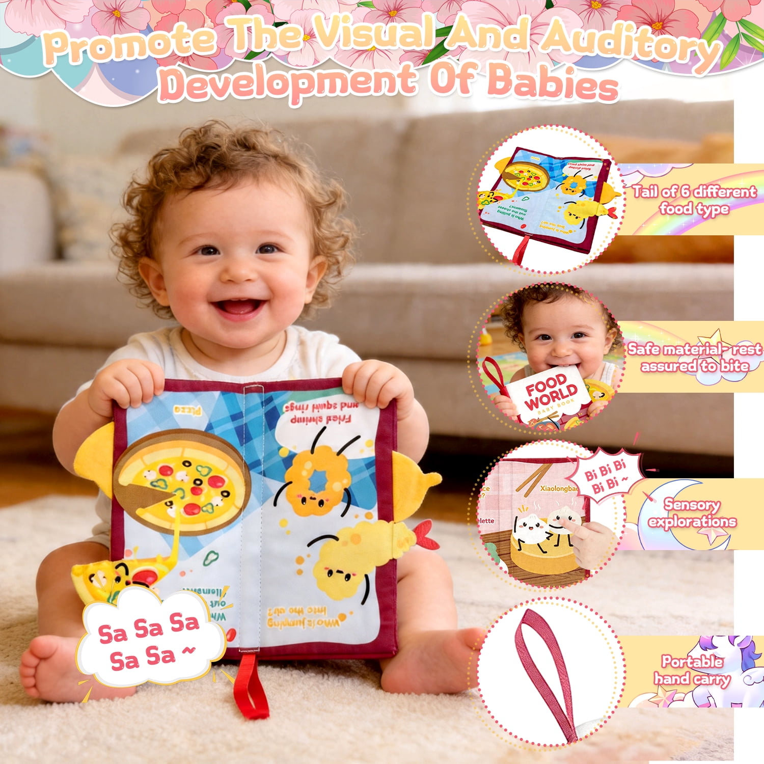 Caunedy Baby Play Mat Gym,Funny Play Piano Tummy Time Activity Mat with 5 Infant Sensory Toys,Music,Boy & Girl Gifts for Newborns 0-12 Months