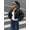 Black, variant on Women's Faux Leather Jacket Button Down Long Sleeve Cropped Moto Coat