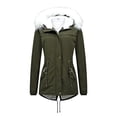 thumbnail image 2 of Bomber Jacket Women, College Jacket Teen Girls Winter with Cap Jacket Simple Long Sleeve Warm Solid Color, 2 of 9