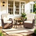 thumbnail image 2 of Outdoor Patio Bistro Set, 3 Pcs Rattan Wicker 360° Swivel Rocking Chairs Set, Balcony Porch Furniture with 2-Tier Coffee Table, Thickened Cushions, 2 of 9