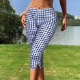 thumbnail image 6 of MLQIDK Pedal Pushers for Women Dressy Casual Plaid Capri Pants Knee Length Elastic Waist Plus Size Capris Trendy Summer Plaid Capri Pants with Pockets Blue L, 6 of 6