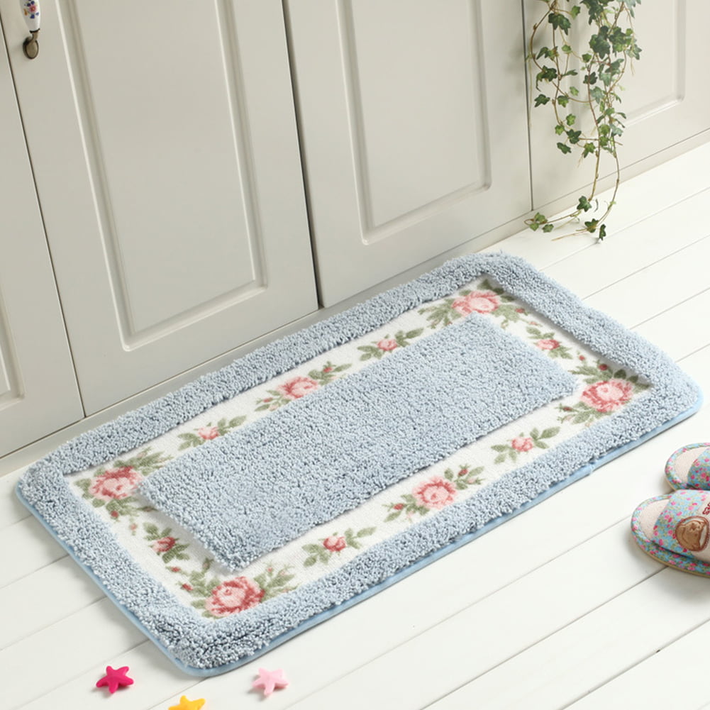 New Oval Mat Floral Doormat Pastoral Carpet Absorbent Anti-Slip Bedroom Blanket 