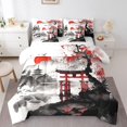 thumbnail image 1 of Erosebridal Japanese-Style Bed in a Bag Full size, Red Maple Tree Bed Set, Watercolor Ink Decor, Reversible 7pcs, 1 of 5