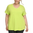 thumbnail image 3 of Calvin Klein Womens Cotton V Neck Basic T-Shirt, green, Plus Size, 2X, 3 of 3