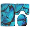 thumbnail image 1 of Juego de alfombras de baño ABPHQTO Mariposa azul fluorescente 3 piezas, 1 of 2