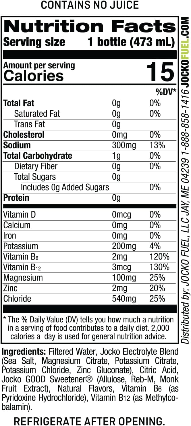 Jocko Fuel Hydrate Electrolyte Drinks - Sports Drink Hydration, Lemon-Lime 16 Oz (12 Pack)
