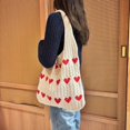thumbnail image 3 of Women Tote Bag Shoulder Bag Knitted Hand Bag Heart Pattern Top-Handle Bag Underarm Clutch for Daily Use or Work, 3 of 6