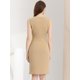 thumbnail image 4 of INSPIRE CHIC Vestido De Tubo Midi Ajustado Sin Mangas Con Cuello En V Para Trabajo En La Oficina Y Negocios Para Mujer Albaricoque L, 4 of 6