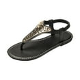 thumbnail image 2 of Flip Flops for Women 2026 Beach Summer Comfortable Strappy Flat Walking Thong Sandals with Elastic Strap Black Size 36-43, 2 of 9