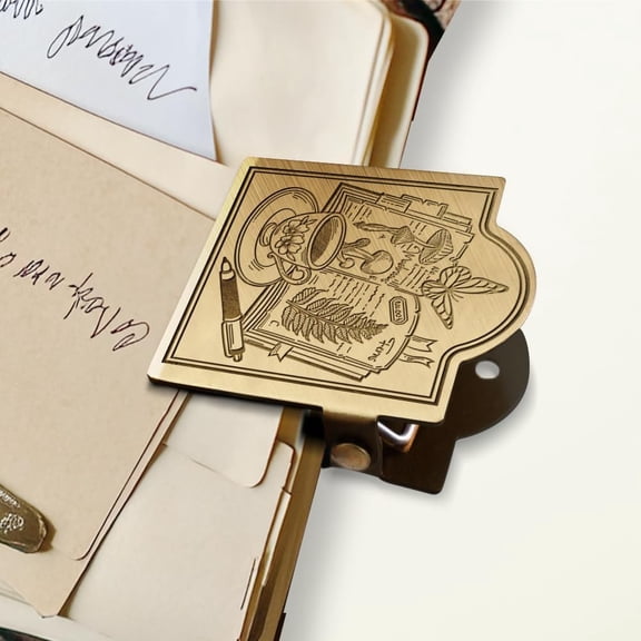 Journal Clip Vintage Mushroom and Notebook Metal Travelers Notebook Clip Decorative Heavy Duty Brass Journal Page Holder Clips for Book Paper Bookmark