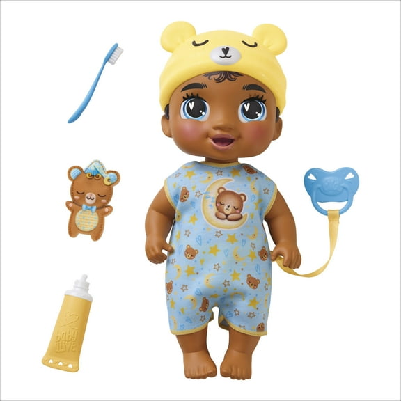Baby Alive Lil Dreamer Snoozer Bear Black Hair Baby Doll Sleepover Toy for Girls & Boys 3 