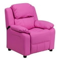 thumbnail image 1 of Deluxe Padded Contemporary Hot Pink Vinyl Kids Recliner with Storage Arms, 1 of 9