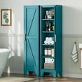 thumbnail image 2 of 67" Tall Narrow Bathroom Metal Storage Cabinet with 4 Adjustable Shelves, Freestanding 5 Tier Slim Pantry Storage Cabinet for Small Space, Peacock, 2 of 6