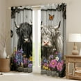 thumbnail image 2 of Manfei Couple Highland Bull Curtains Pack of 2 (42x84 Each), Kawaii Farm Animal Curtains Blackout, Colorful Farmhouse Floral Bedroom Curtains, Curtains and Drapes Home Decor, 2 of 6