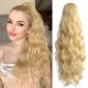 thumbnail image 1 of Extensión de cola de caballo rubia StrRid extensiones de cabello garra de cola de caballo 22 ""ondulado sintético falso clip en cola de caballo peluca diaria esponjosa cola de caballo rizado negro pie, 1 of 5