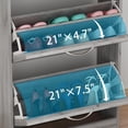 thumbnail image 5 of Slim Shoe Cabinet with 3 Flip Drawers, Entryway Organizer, Wooden Narrow Shoe Rack with Removable Shelf, Diagonal Louver Door, Grey, 5 of 7