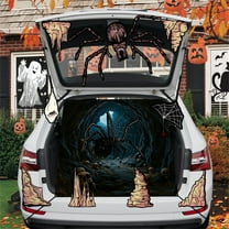 Halloween Trunk or Treat Car Decoration Kit - Spider Sticker with Spider Web and Green Fabric for Car Trunk Garage Door Outdoor Halloween Party Decoration