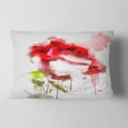 thumbnail image 2 of Designart Red Rose Sketch with Red Splashes - Floral Throw Pillow - 12x20, 2 of 5