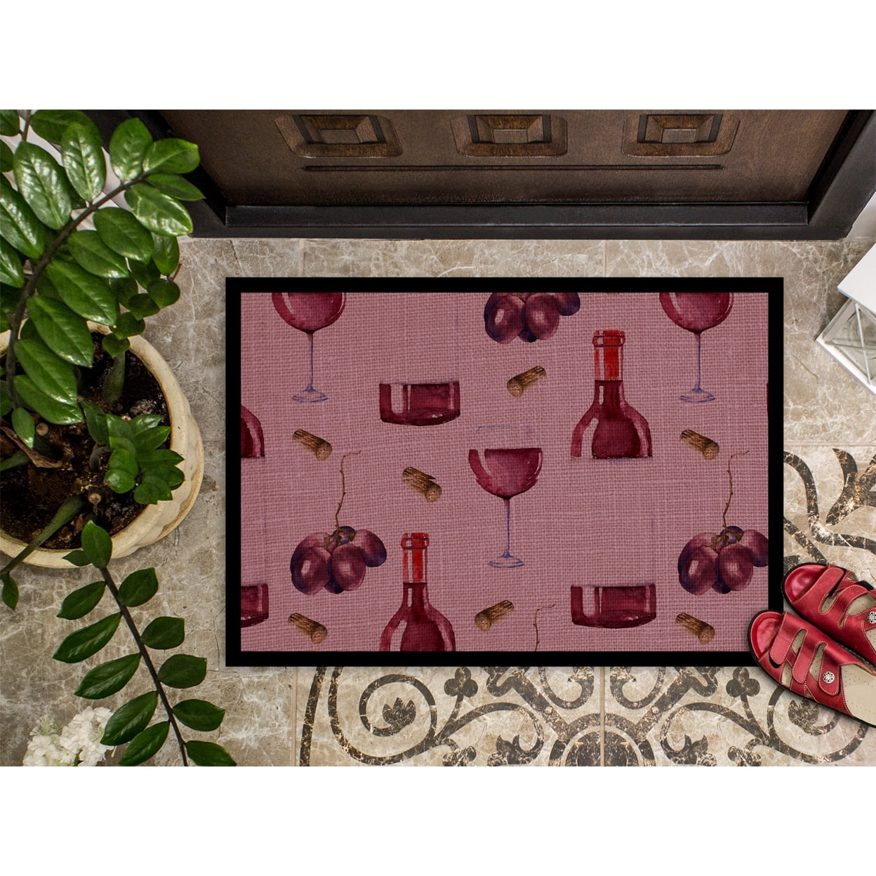 Red Wine on Linen Door Mat