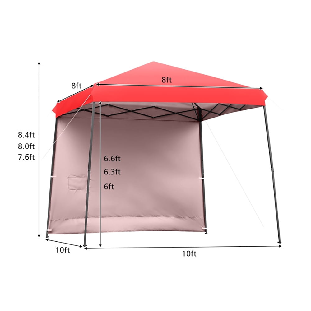 Aimee Lii 10 x 10 Feet Pop Up Tent Slant Leg Canopy with Detachable Side Wall, Backyard Canopy Gazebo, Red