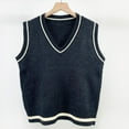 thumbnail image 3 of Wancir Womens V Neck Sweater Vest School Uniform Vest Striped Cable Knit Sleeveless Sweater Tops, 3 of 3