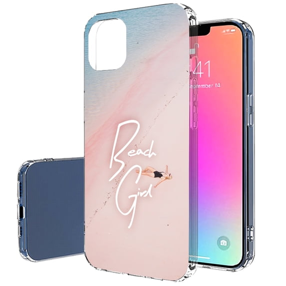 TalkingCase Slim Case for Apple iPhone 14 Pro, Slim Thin Gel Tpu Cover, Beach Girl Pink Print, Light Weight, Flexible, Soft, Anti-Scratch, Printed in USA