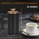 thumbnail image 5 of WORBIC Cafetera de prensa francesa de acero inoxidable negro, prensa francesa aislada de doble pared, para café y té, con 3 pantallas adicionales y una cuchara de café, 34 oz/1000 ml, oro, 5 of 5