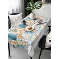 thumbnail image 2 of Vintage Beach Coastal Rectangle Tablecloth, Nautical Shell Starfish Coral Summer Waterproof & StainResistant Tablecloth, Washable Oil-proof Table Cover for Dining/Party/Wedding/Buffet 54x108 In, 2 of 9