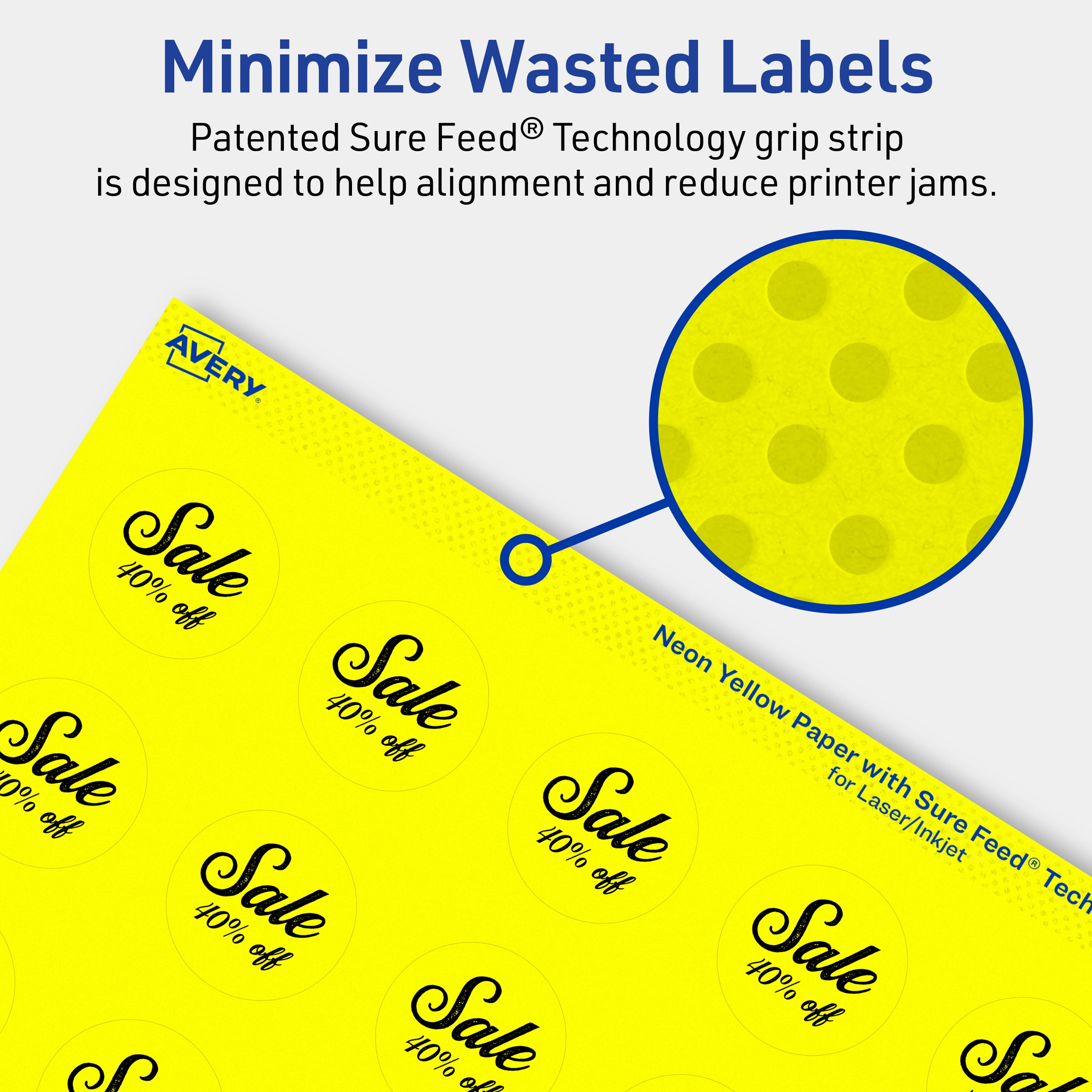 Avery Printable Round Labels, Neon Yellow, 1.25" Diameter, 600ct