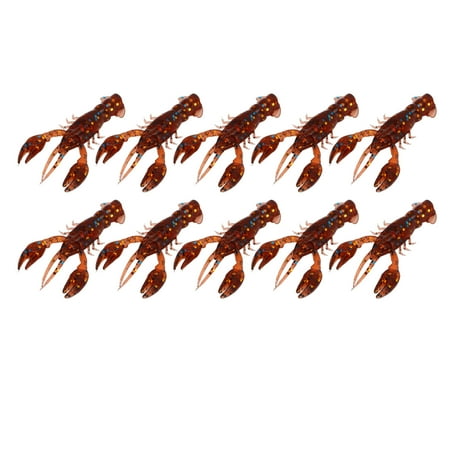 Wanningst 10pcs Soft Fishing Lure Crawdad Bait PVC Shrimp Artificial Soft Lure Baits for Bass FishingDark Brown A Pack of Ten