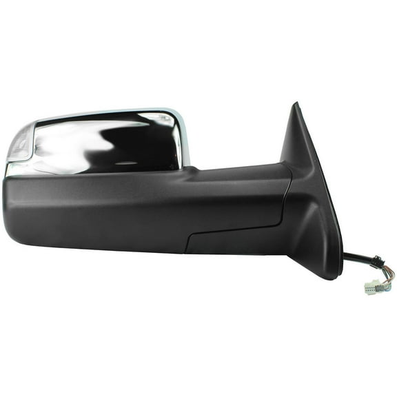 60191C - Fit System Passenger Tow Mirror for 09-12 Dodge Ram 1500, 10-12 2500, 10-11 3500, signal, puddle lamp, flip-out-head dual lens, txt blk/ chrome cover, fold, Heated Power
