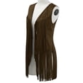 thumbnail image 4 of Women's Tassel Sleeveless Vest 70s Hippie Faux Suede Fringe Jacket Cardigan Autumn Vintage Ethnic Cardigans, 4 of 6