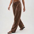 thumbnail image 5 of Cmfcve Women's Wide Leg Barrel Sweatpants Casual Daily Elastic Waist Velvet Long Pants with Pockets, 5 of 6