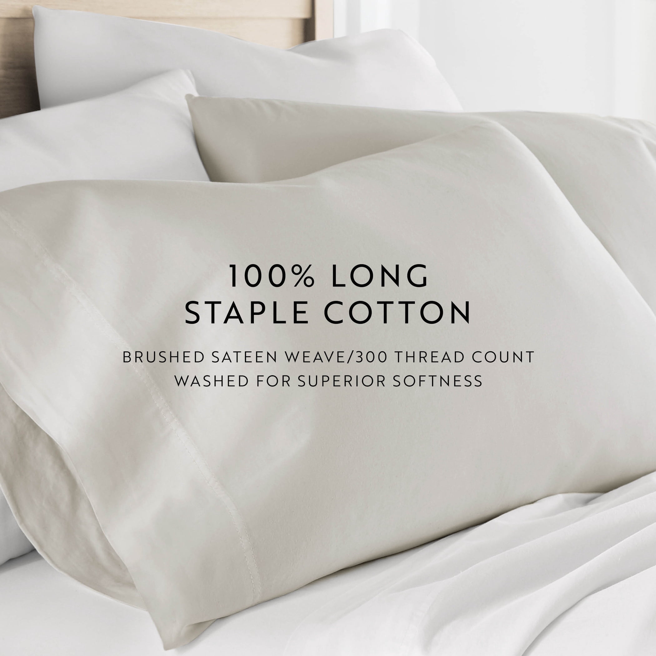 Ivory 300TC Cotton Cooling Pillow Case Set, Standard/Queen, by Noble Linens