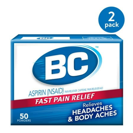(2 Pack) BC Fast Pain Relief Aspirin Powder Stick Headaches & Body Aches, 50.0